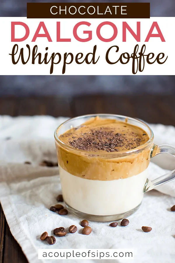 Chocolate dalgona coffee Pinterest graphic