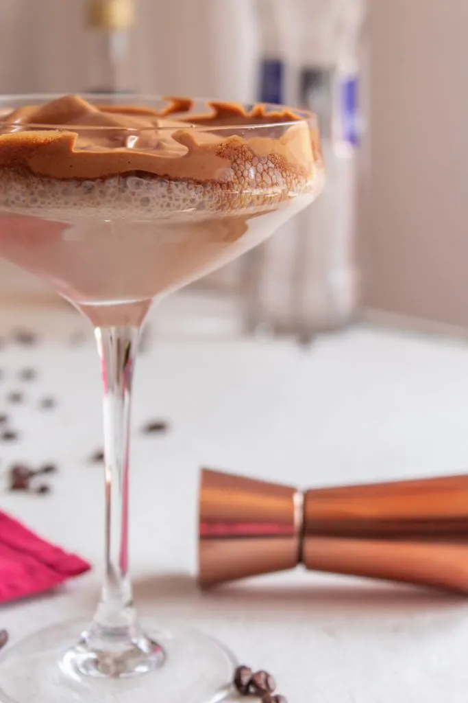 Boozy dalgona coffee cocktail