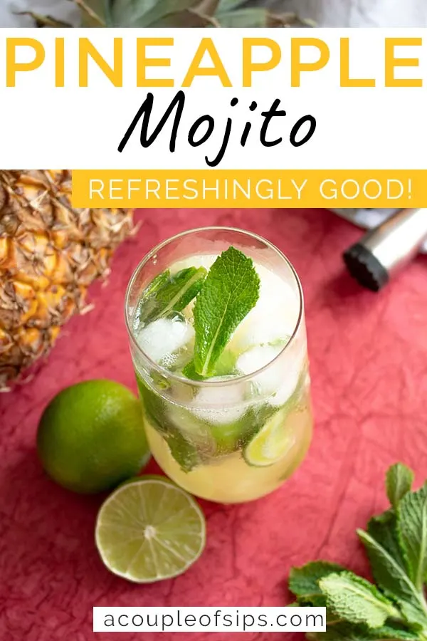 Pineapple Mojito Cocktail pinterest graphic