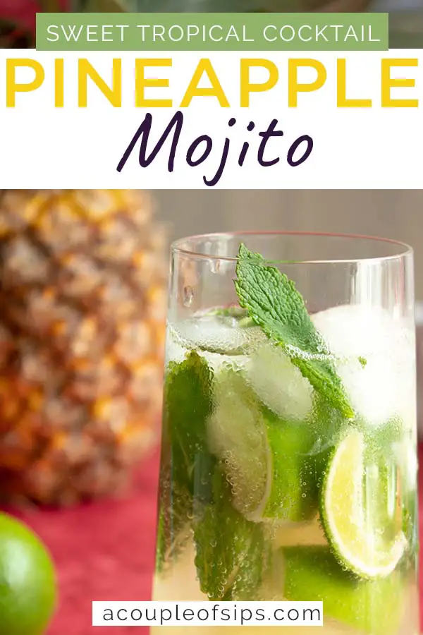 Pineapple Mojito Cocktail pinterest graphic