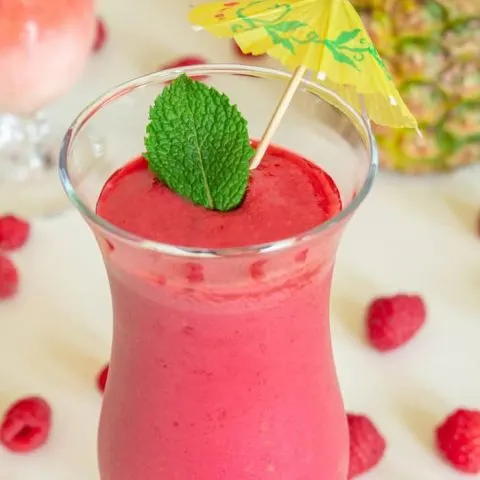 Raspberry pina colada glass
