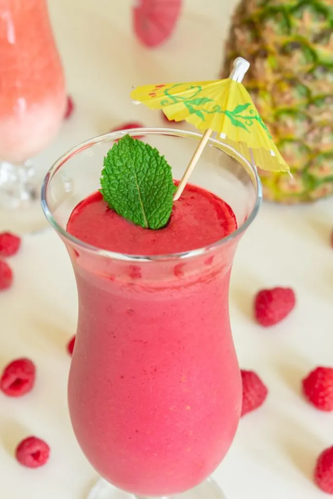 Raspberry pina colada glass