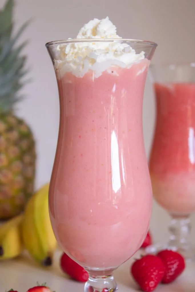 Strawberry banana pina colada cocktail