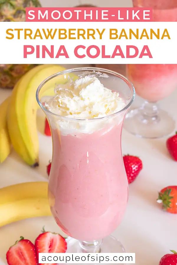 Strawberry banana pina colada Pinterest graphic