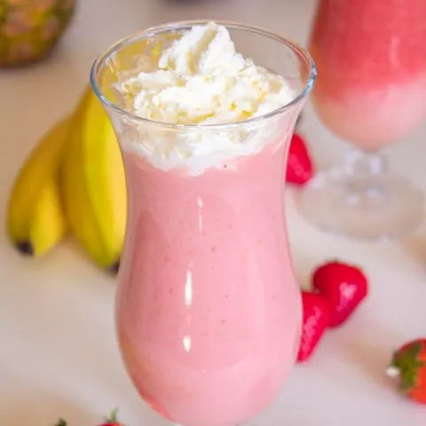 Strawberry banana pina colada cocktail