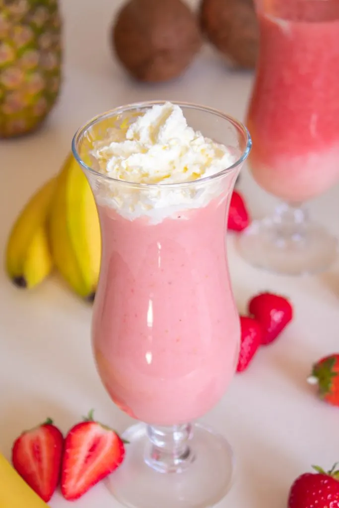 Strawberry banana pina colada cocktail