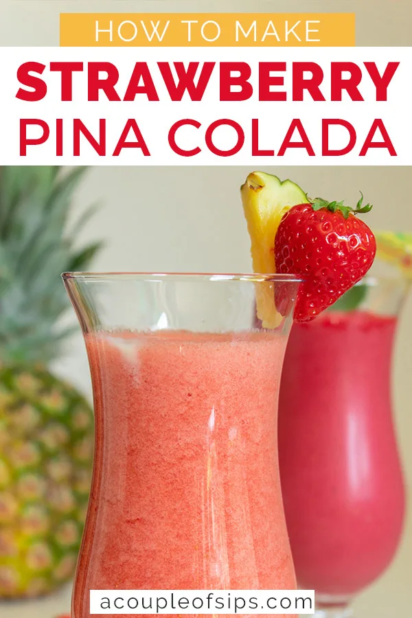 Strawberry pina colada Pinterest graphic
