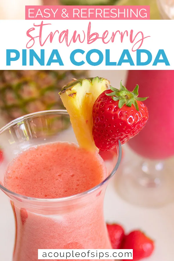 Strawberry pina colada Pinterest graphic